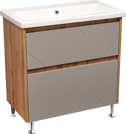 Stella Polare Тумба с раковиной Рене 80 дуб вотан/серый – фотография-2